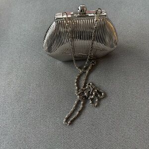 Glamorous Sasha Silver Clutch with Chain Strap
